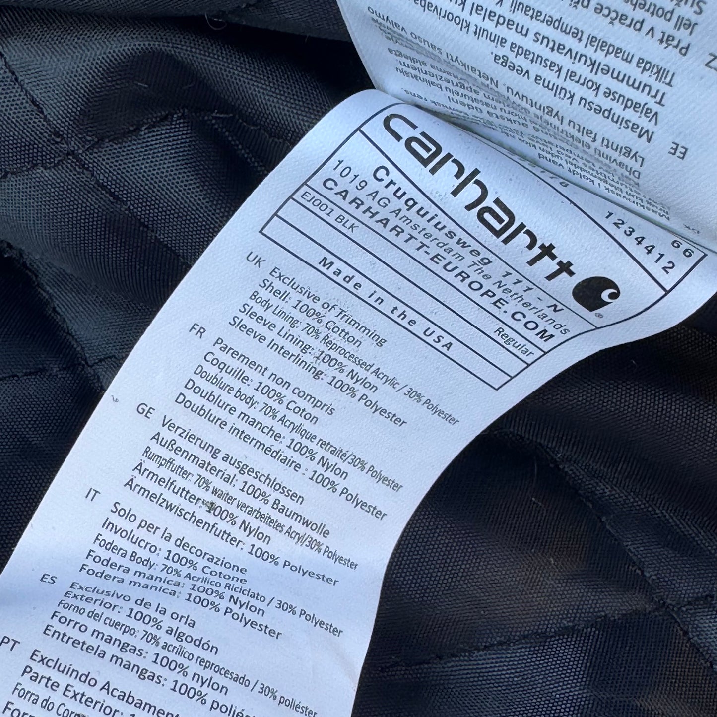 Carhartt Union Labor black hooded jacket