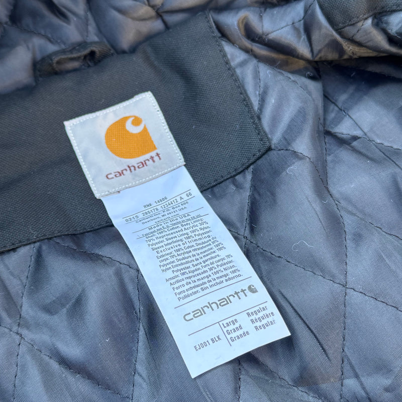 Detailansicht: Sourced limited accessories and clothes Carhartt Union Labor black hooded jacket – Logo, Nähte oder Material