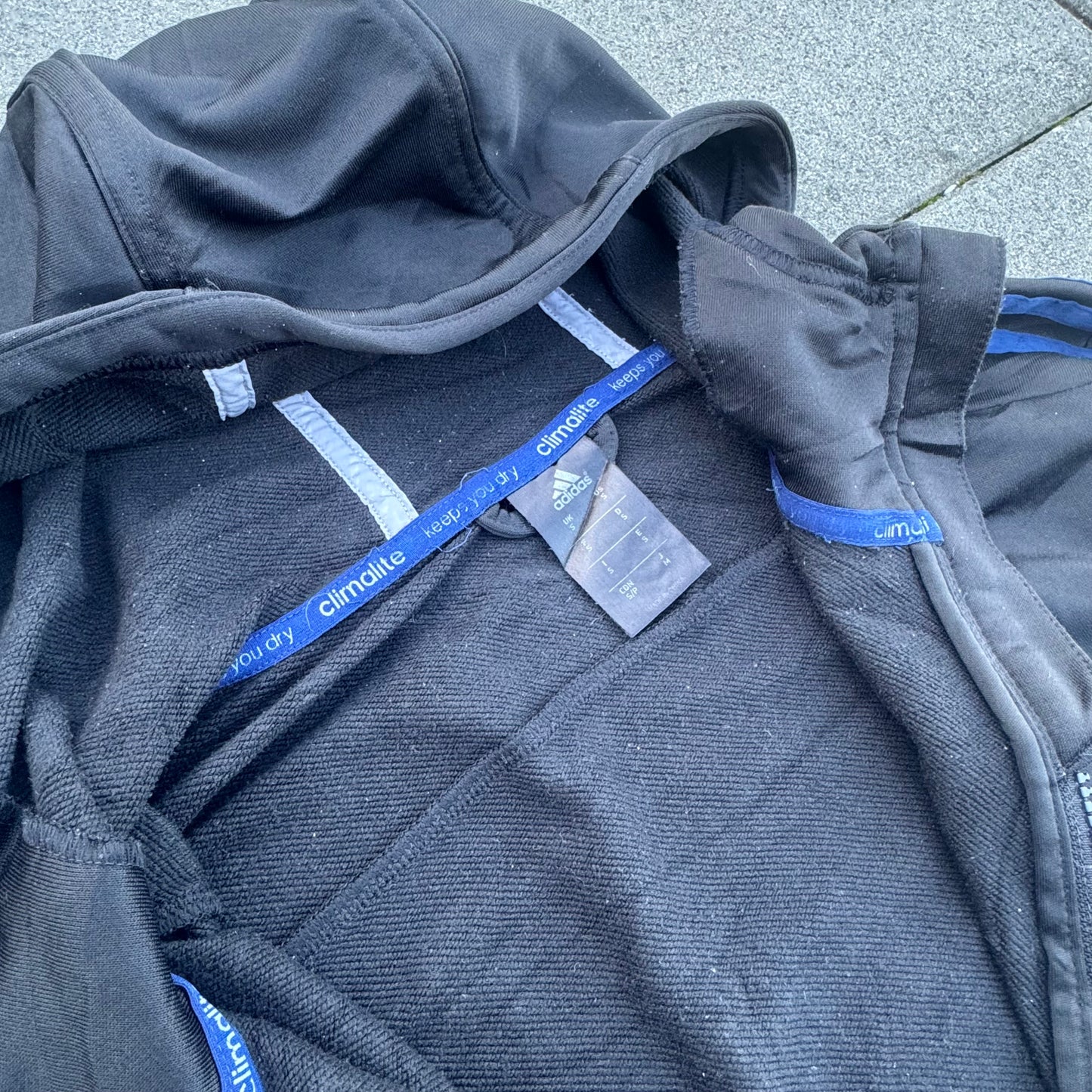 Adidas streetwear style black hooded track jacket