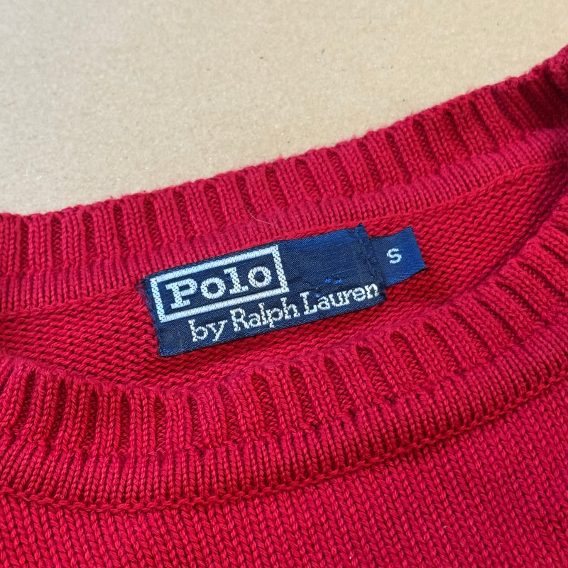 Detailansicht: Sourced limited accessories and clothes Polo Ralph Lauren red knitted sweatshirt – Logo, Nähte oder Material