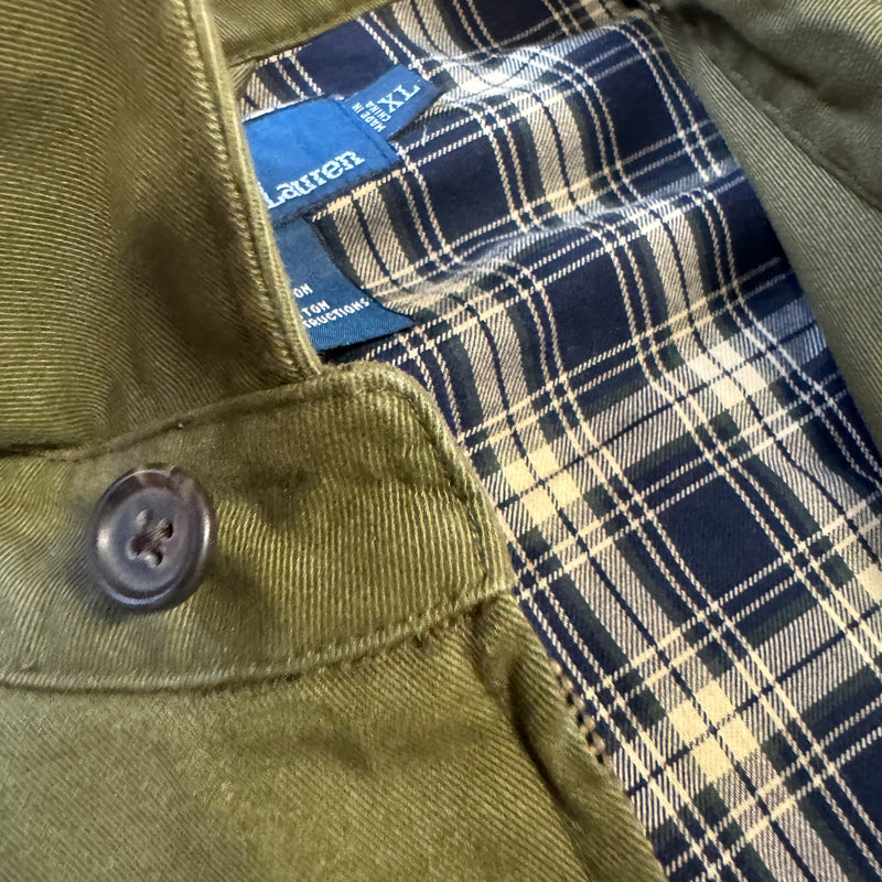Detailansicht: Sourced limited accessories and clothes Polo Ralph Lauren vintage green Harrington jacket – Logo, Nähte oder Material