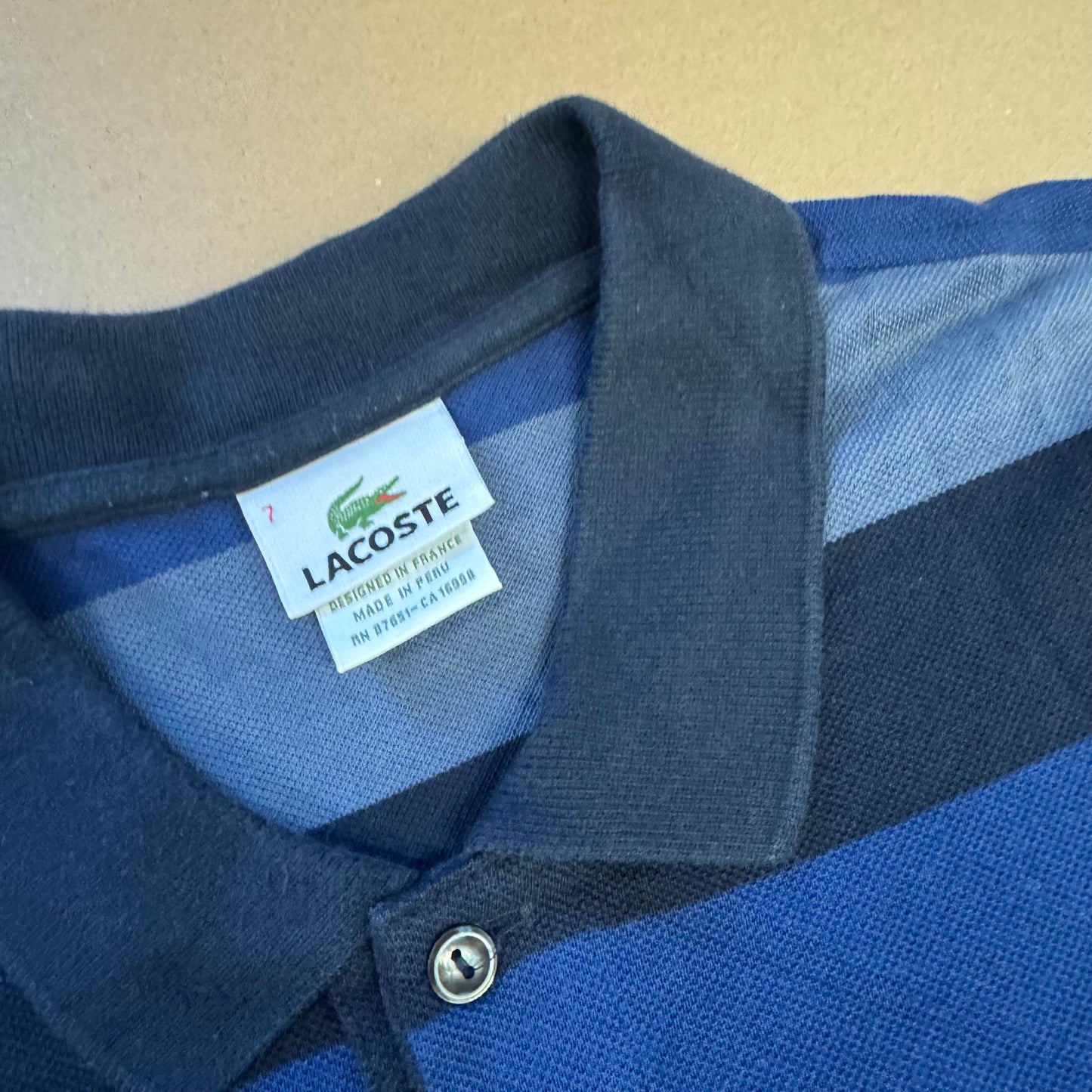 Lacoste blue striped poloshirt