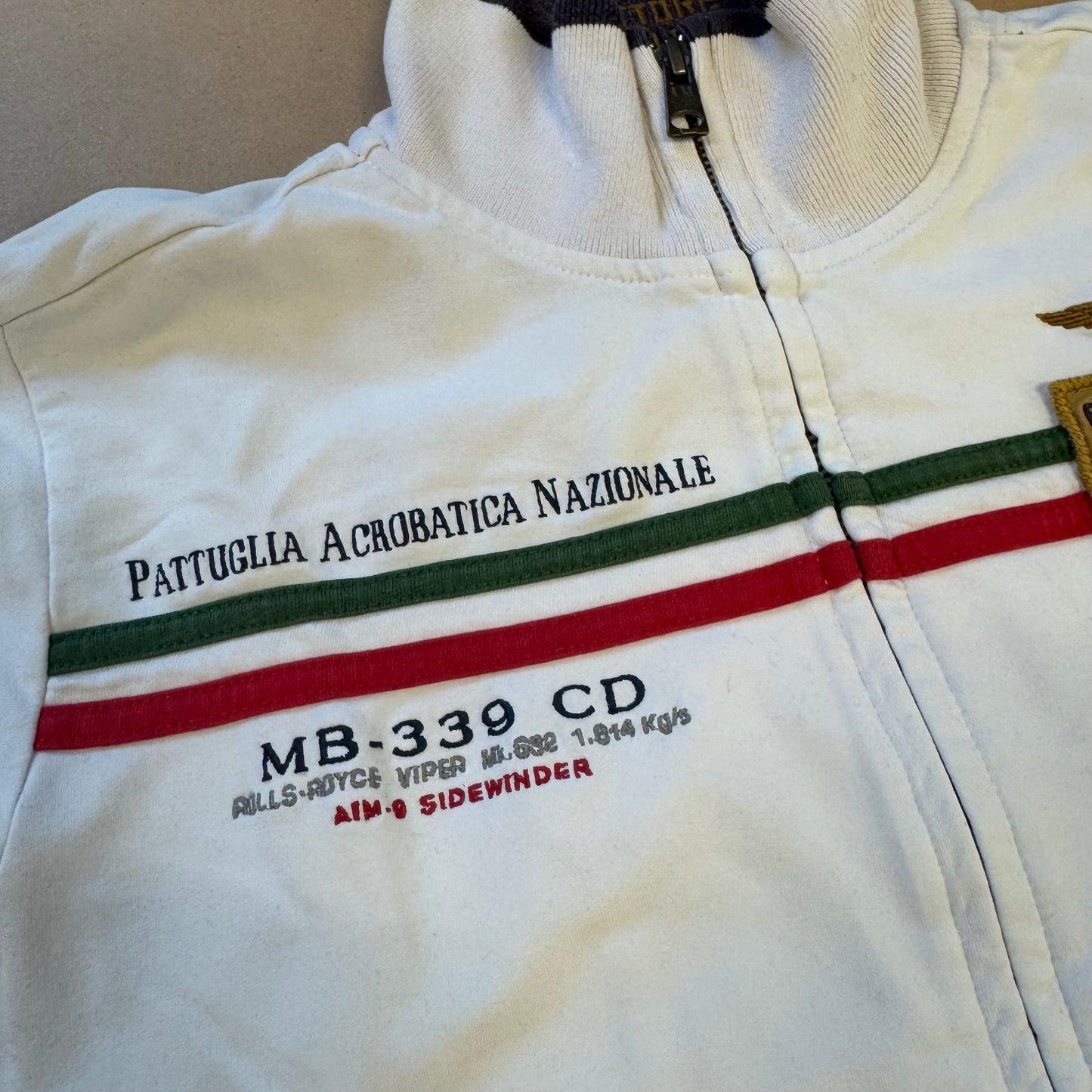 Aeronautica Militare Italia white zip-up