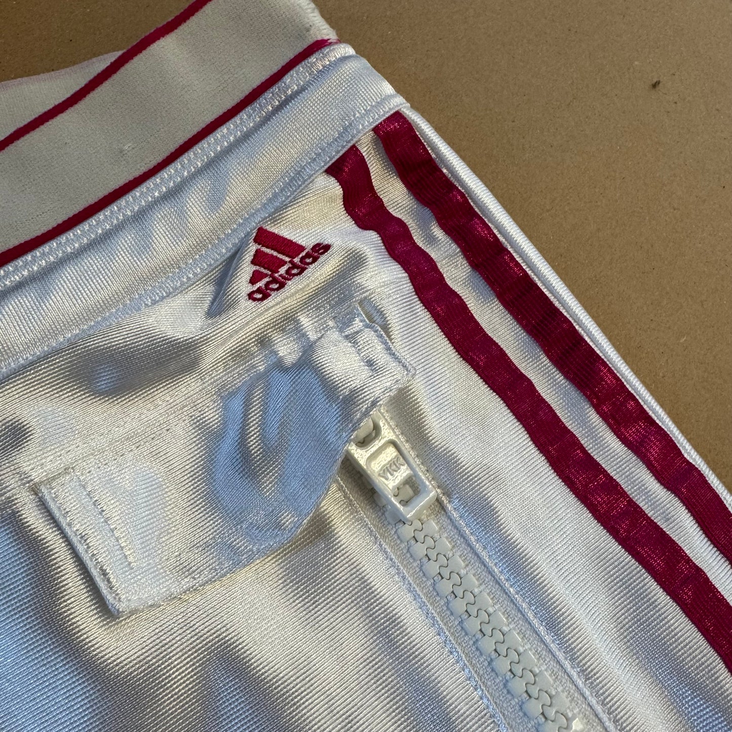 Adidas Y2K shiny white track set (jacket and pants)