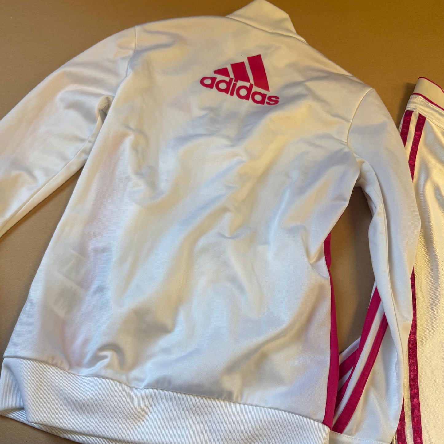 Adidas Y2K shiny white track set (jacket and pants)