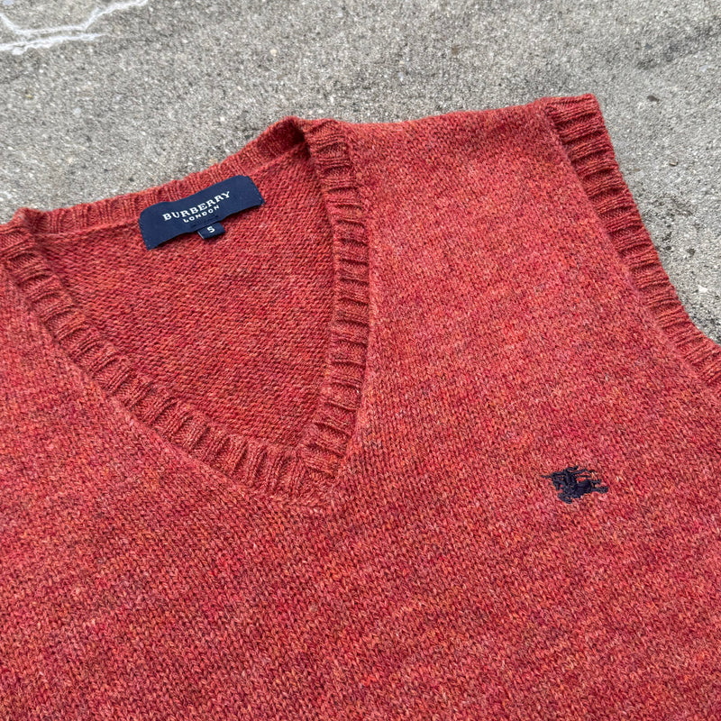 Detailansicht: Sourced limited accessories and clothes Burberry London vintage wool orange knitted vest – Logo, Nähte oder Material
