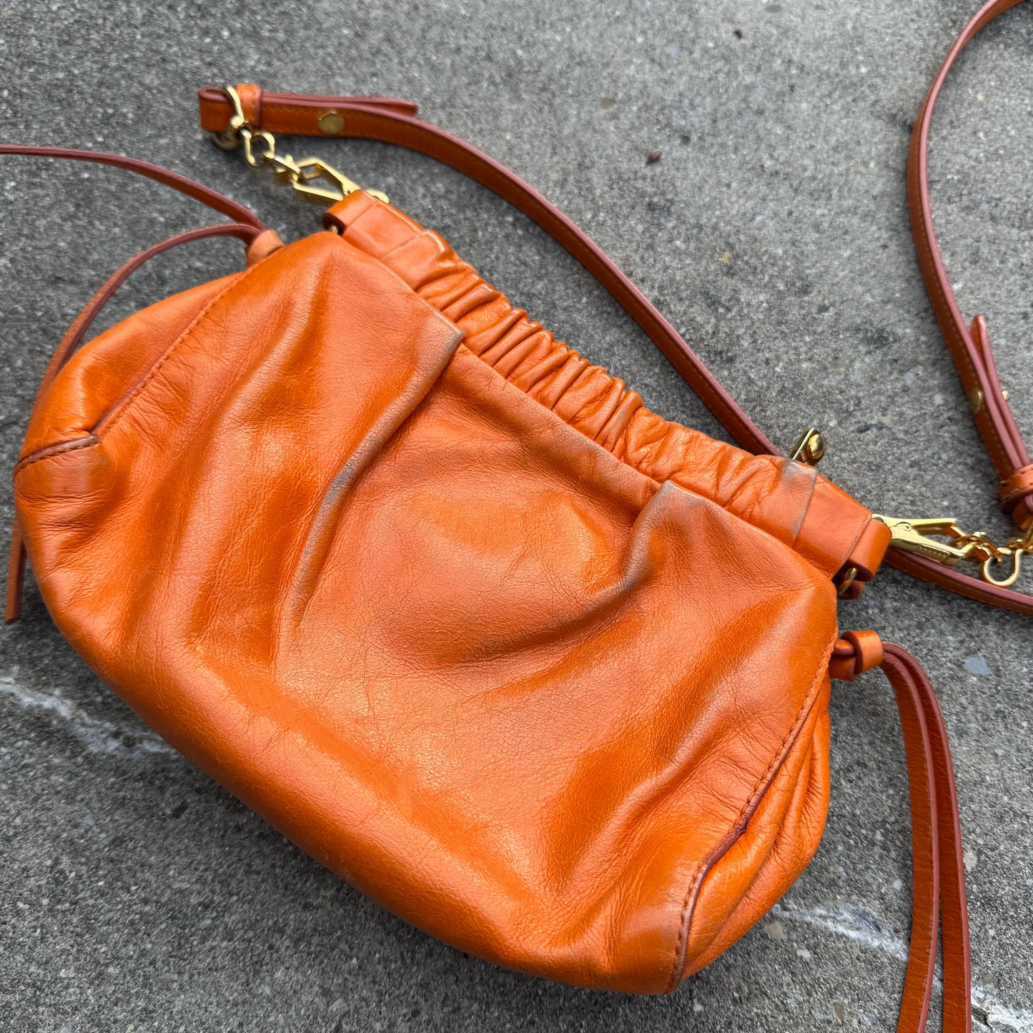 Miu Miu orange leather mini-shoulder bag