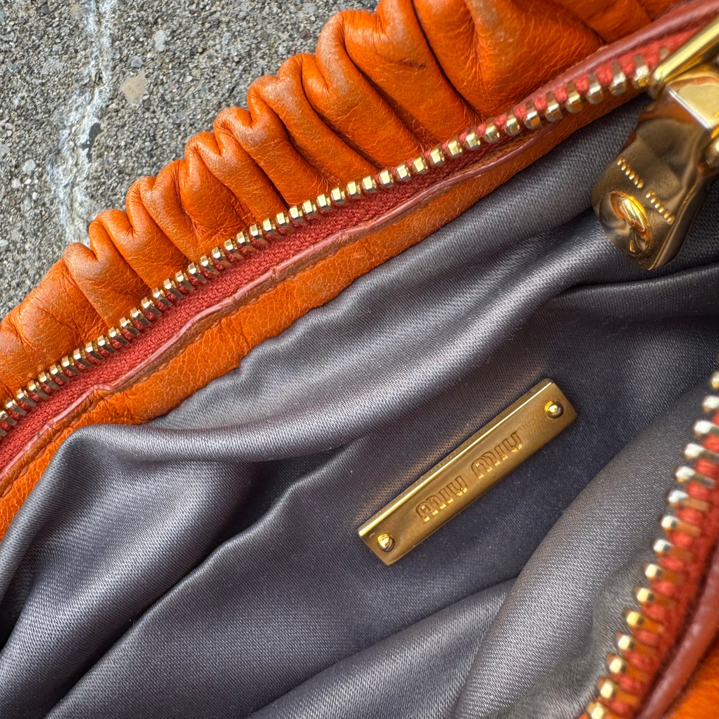 Miu Miu orange leather mini-shoulder bag