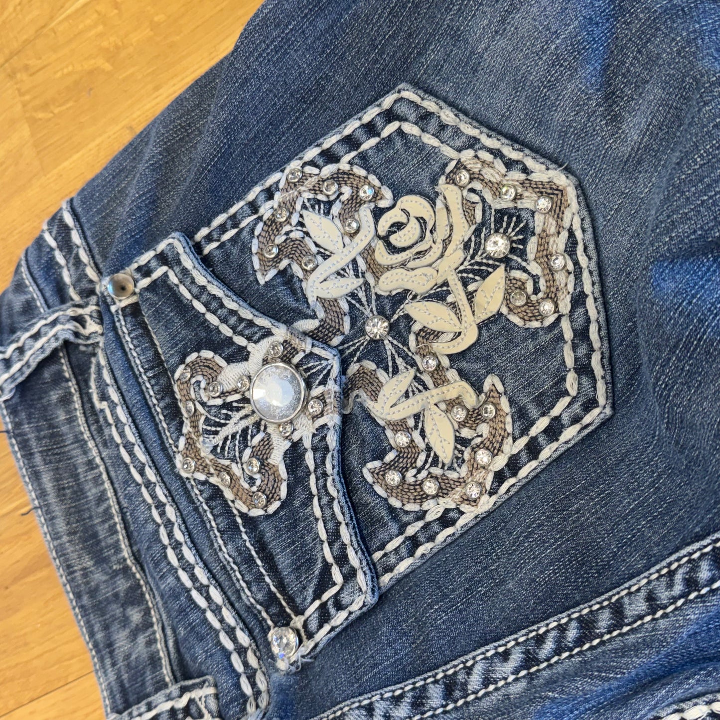 La Idol y2k rhinestones straight retro jeans