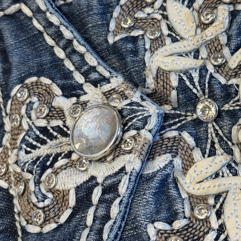 Detailansicht: Sourced limited accessories and clothes La Idol y2k rhinestones straight retro jeans – Logo, Nähte oder Material