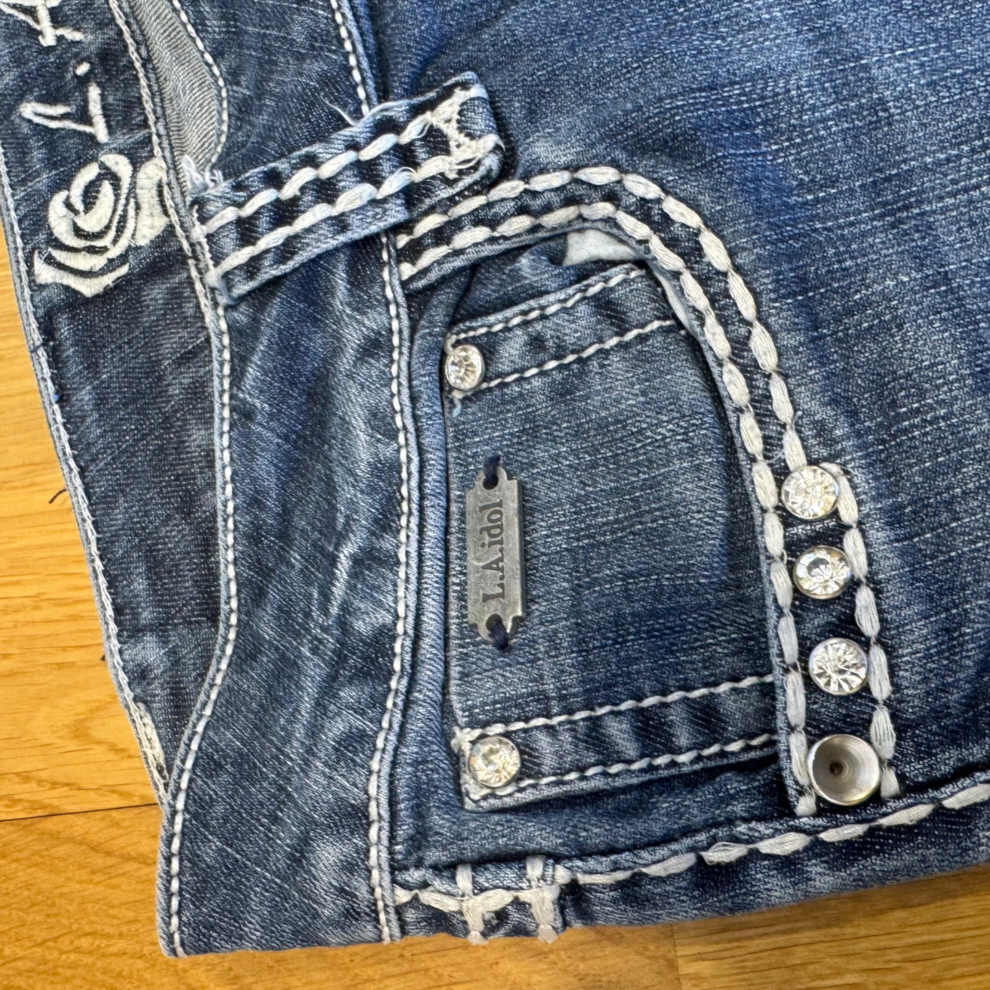 La Idol y2k rhinestones straight retro jeans
