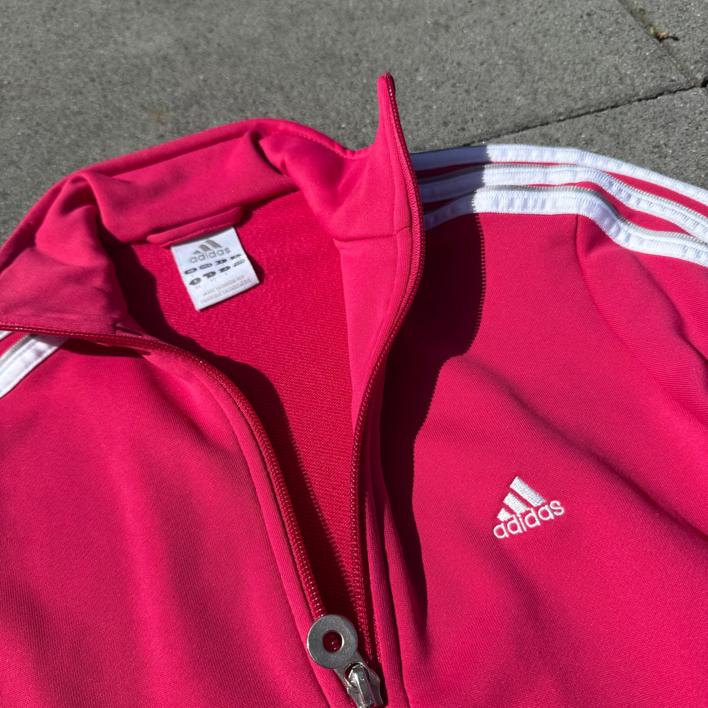 Adidas vintage pink three stripes track jacket