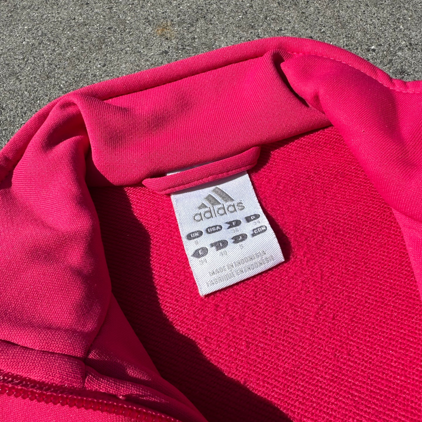 Adidas vintage pink three stripes track jacket