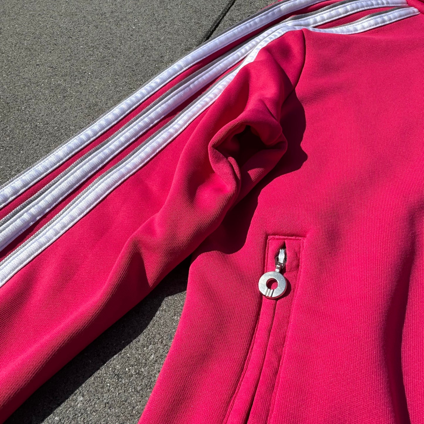 Adidas vintage pink three stripes track jacket