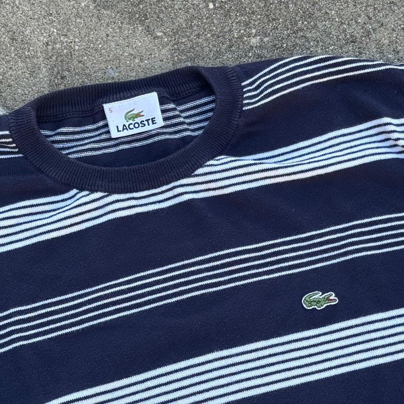 Detailansicht: Sourced limited accessories and clothes Lacoste vintage striped knit sweatshirt – Logo, Nähte oder Material