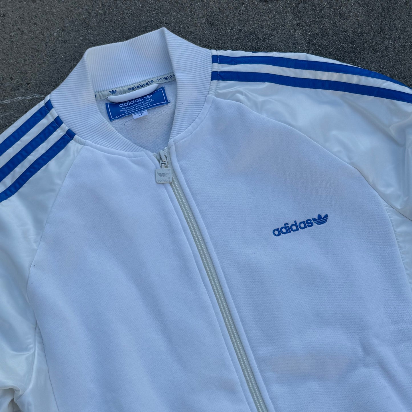 Adidas white streetwear sweat track set (jacket and pants)