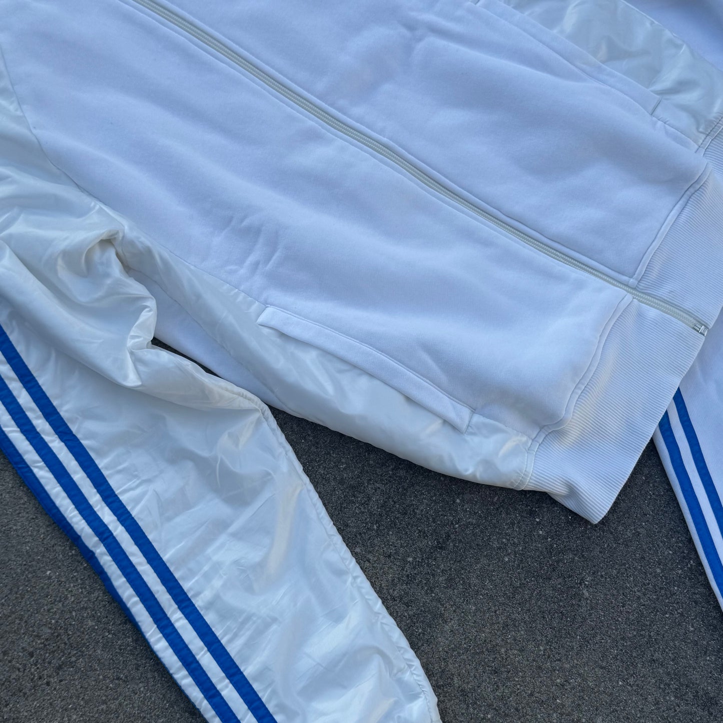 Adidas white streetwear sweat track set (jacket and pants)