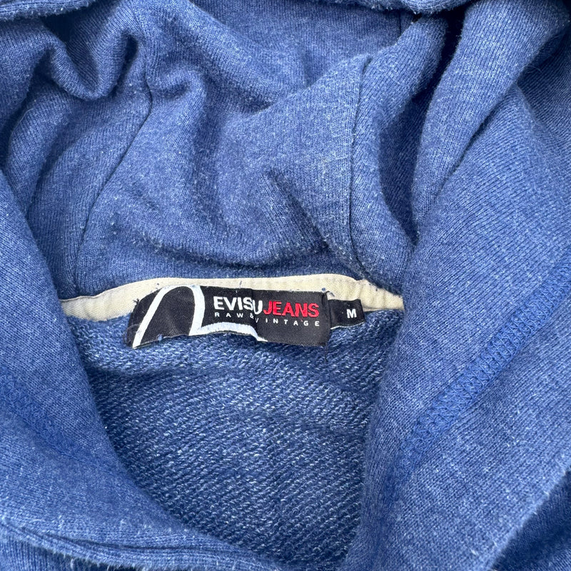 Detailansicht: Sourced limited accessories and clothes Evisu blue classic hoodie – Logo, Nähte oder Material
