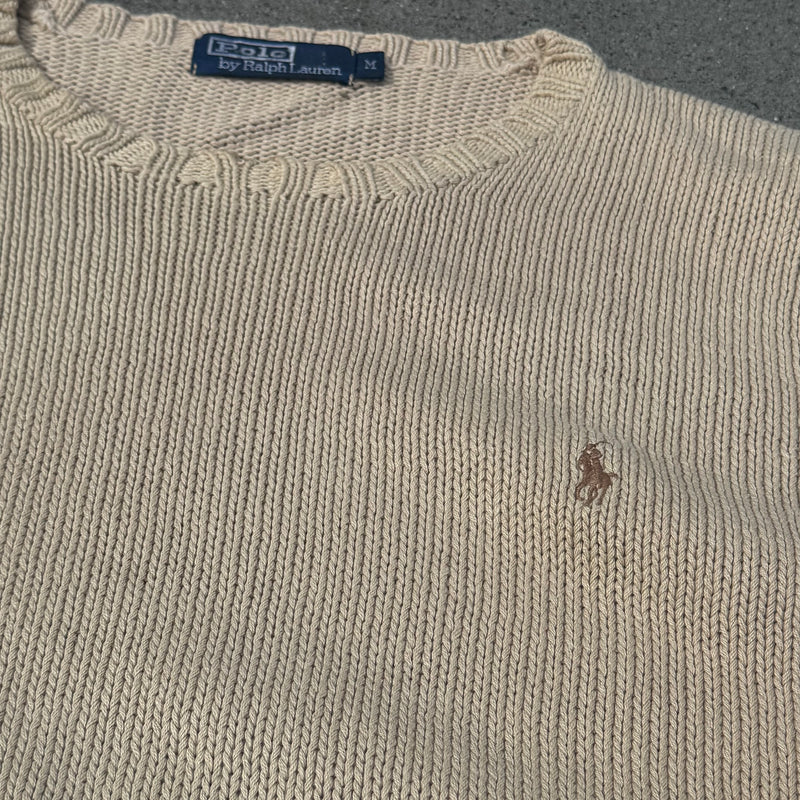 Detailansicht: Sourced limited accessories and clothes Polo Ralph Lauren knitted beige sweatshirt – Logo, Nähte oder Material