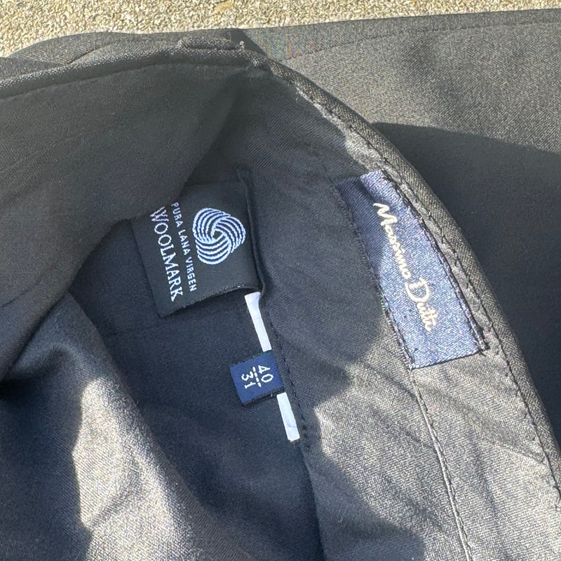 Detailansicht: Sourced limited accessories and clothes Massimo Dutti vintage black wool dress pants – Logo, Nähte oder Material