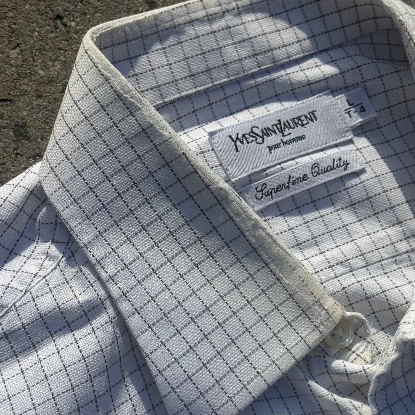 Yves Saint Laurent checkered white chemise