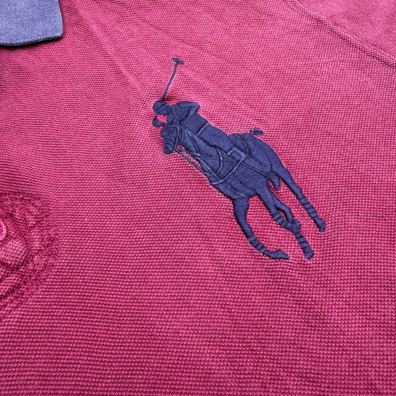 Detailansicht: Sourced limited accessories and clothes Polo Ralph Lauren burgundy big pony shirt – Logo, Nähte oder Material