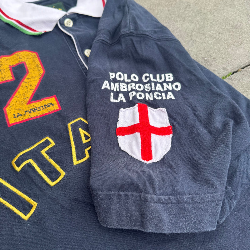 Detailansicht: Sourced limited accessories and clothes La Martina Italia vintage poloshirt – Logo, Nähte oder Material