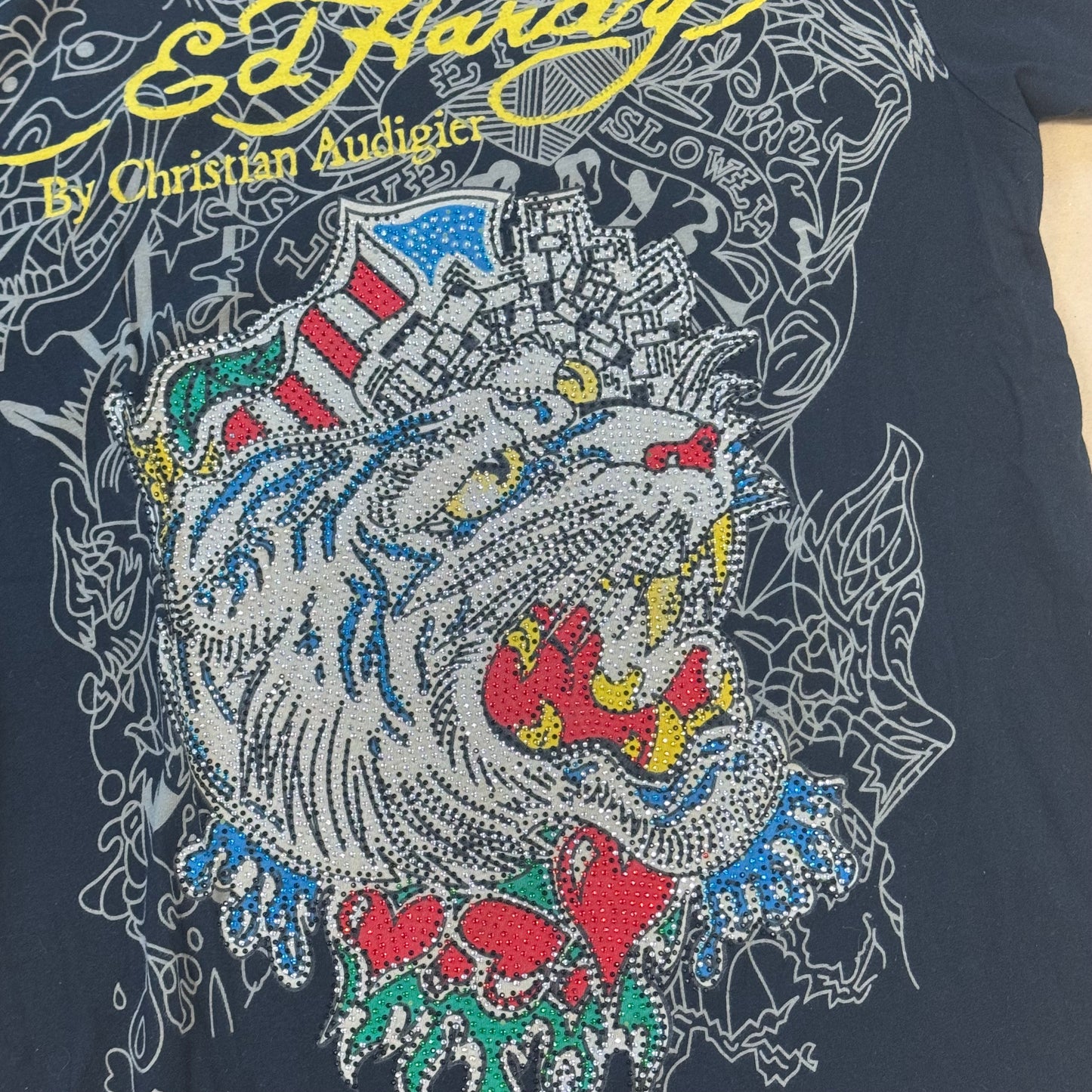Ed Hardy vintage tiger y2k rhinestones shirt