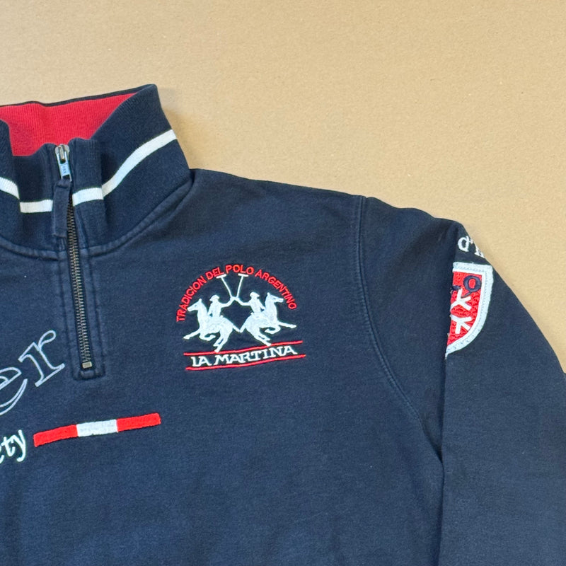 Detailansicht: Sourced limited accessories and clothes La Martina Verbier Swiss polo vintage quarter-zip – Logo, Nähte oder Material