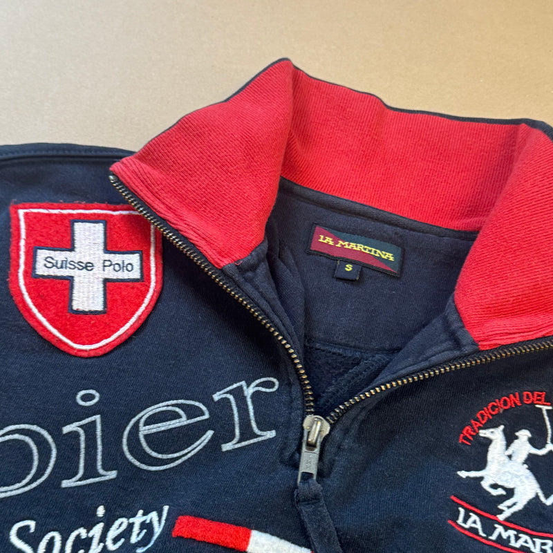 Detailansicht: Sourced limited accessories and clothes La Martina Verbier Swiss polo vintage quarter-zip – Logo, Nähte oder Material