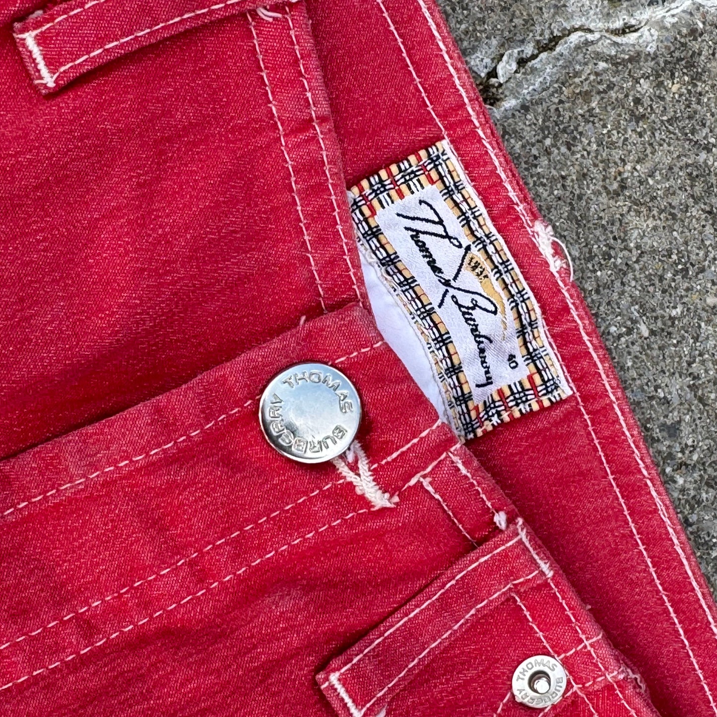 Thomas Burberry red vintage wide leg pants