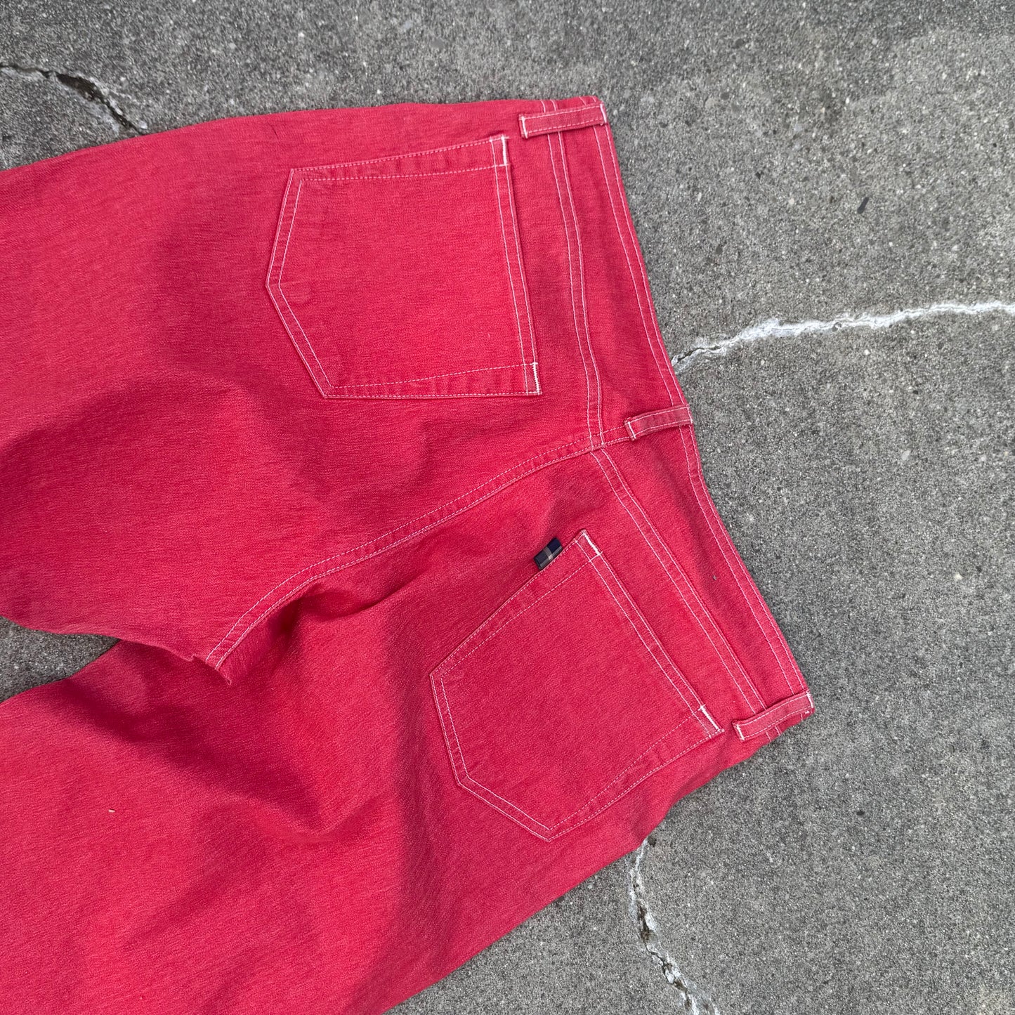 Thomas Burberry red vintage wide leg pants