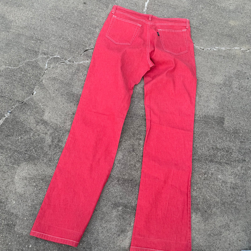 Detailansicht: Sourced limited accessories and clothes Thomas Burberry red vintage wide leg pants – Logo, Nähte oder Material