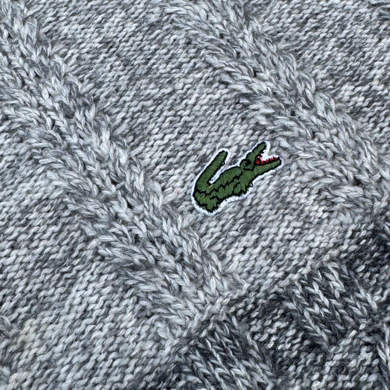 Detailansicht: Sourced limited accessories and clothes Lacoste vintage grey knitted sweatshirt – Logo, Nähte oder Material