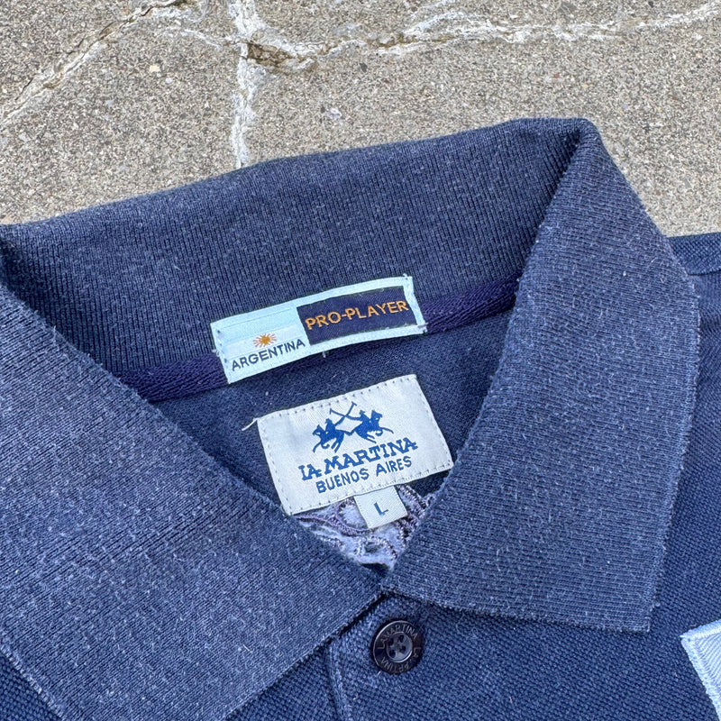 Detailansicht: Sourced limited accessories and clothes La Martina Pelican longsleeve polo vintage – Logo, Nähte oder Material