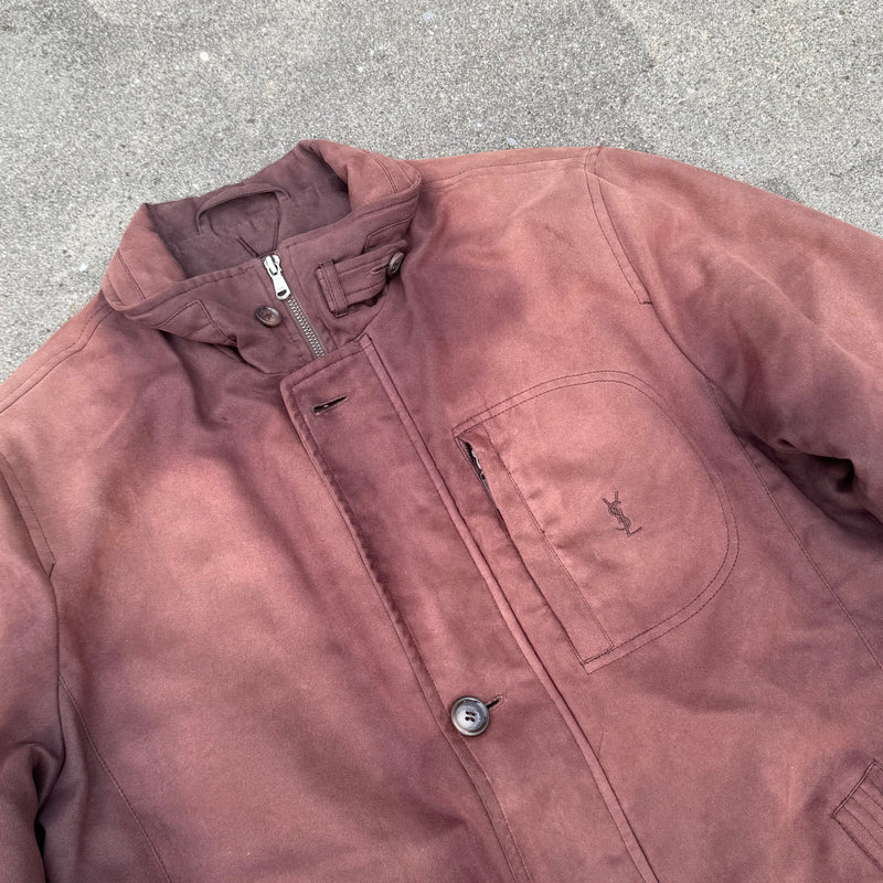 Detailansicht: Sourced limited accessories and clothes Yves Saint Laurent vintage brown jacket – Logo, Nähte oder Material