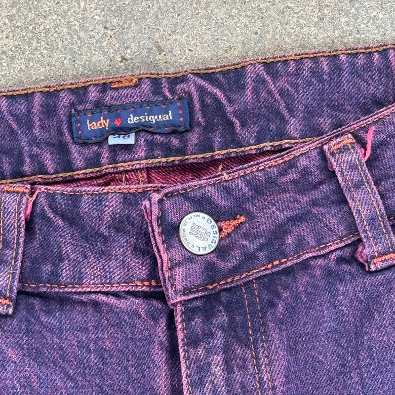 Detailansicht: Sourced limited accessories and clothes Desigual purple y2k wide leg jeans – Logo, Nähte oder Material