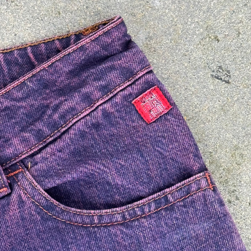 Detailansicht: Sourced limited accessories and clothes Desigual purple y2k wide leg jeans – Logo, Nähte oder Material