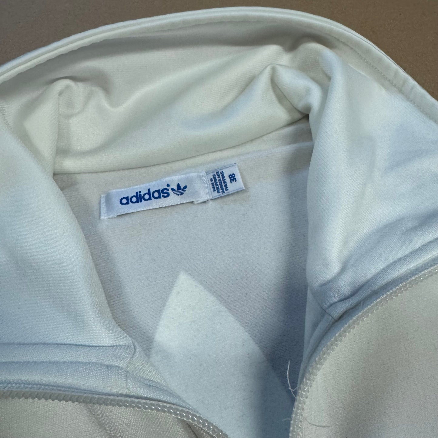 Adidas shiny white track jacket
