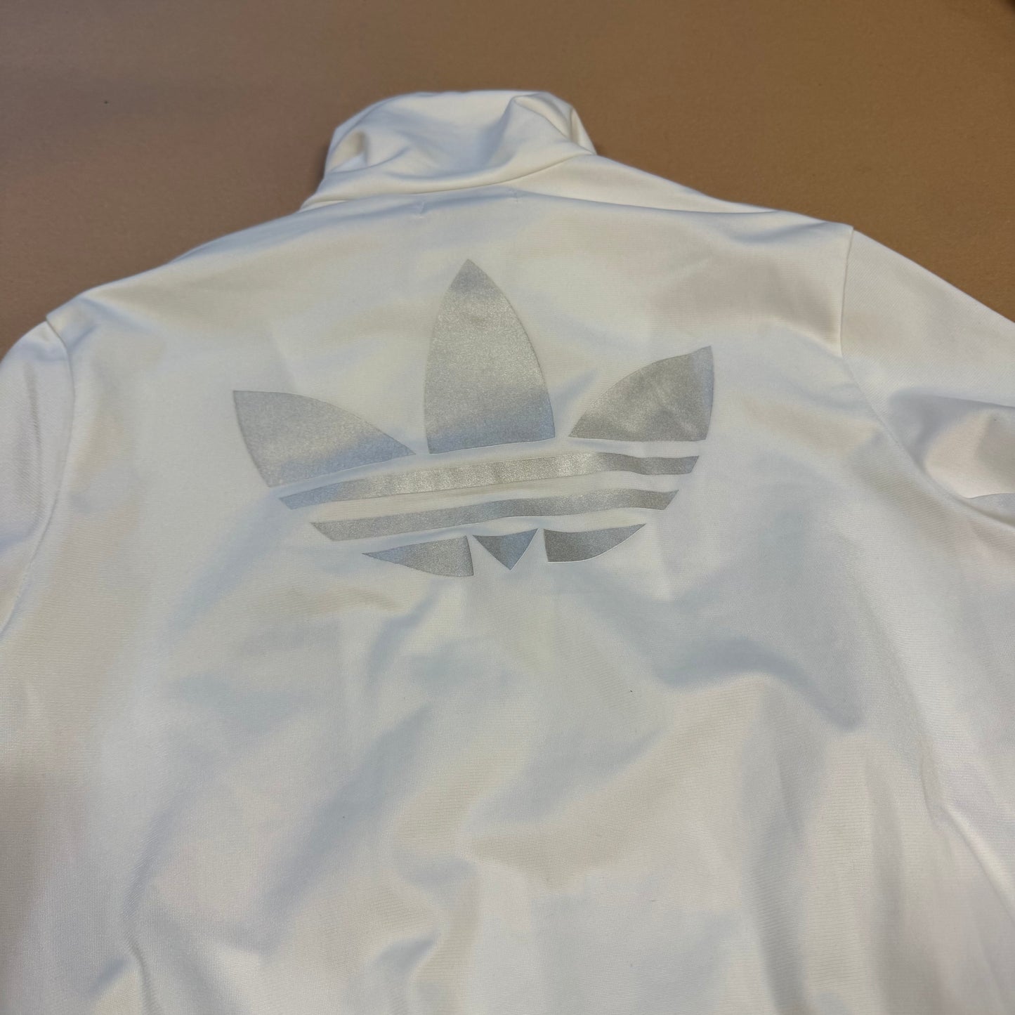 Adidas shiny white track jacket