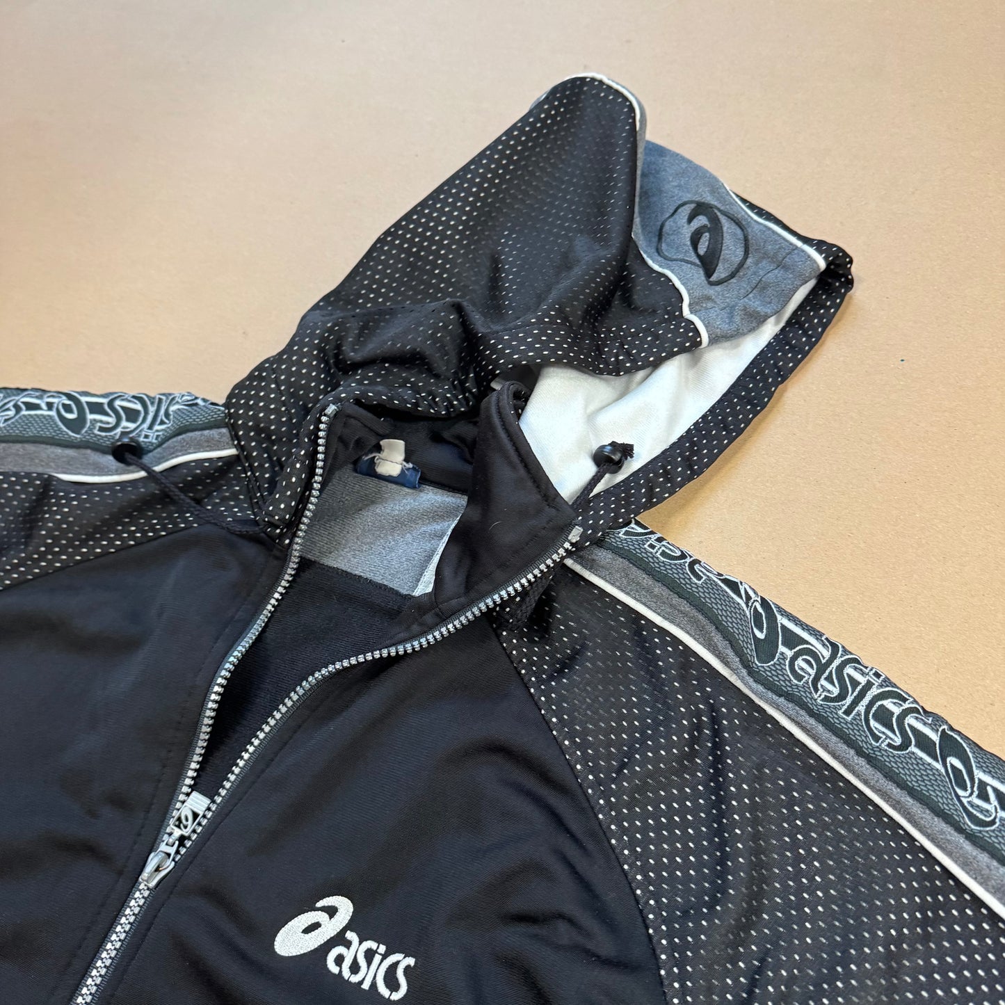 Asics black Streetwear style zip-up hoodie