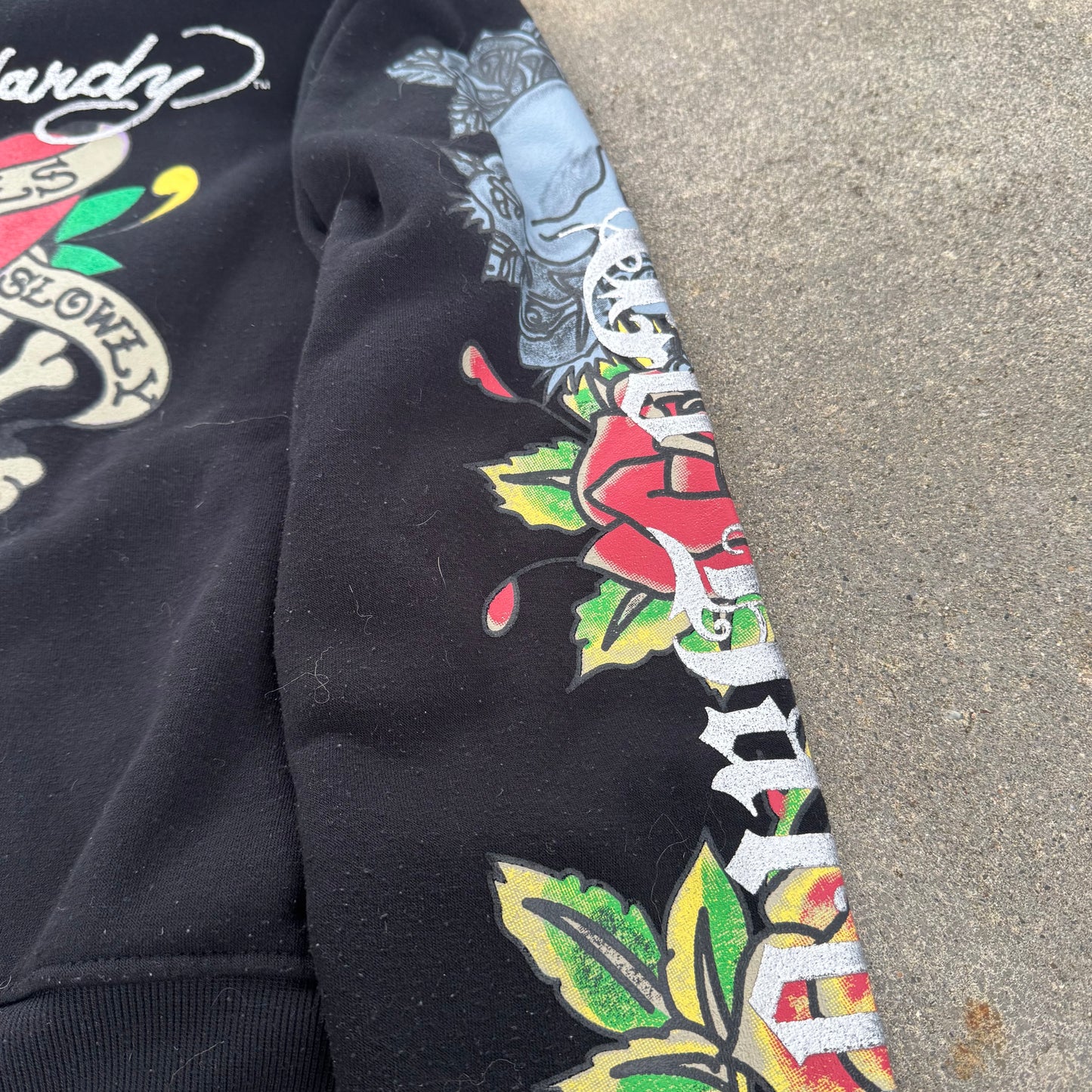 Ed Hardy "love kills slowly" fur zip-hoodie