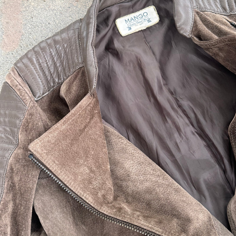 Detailansicht: Sourced limited accessories and clothes Mango Argentina brown leather jacket – Logo, Nähte oder Material