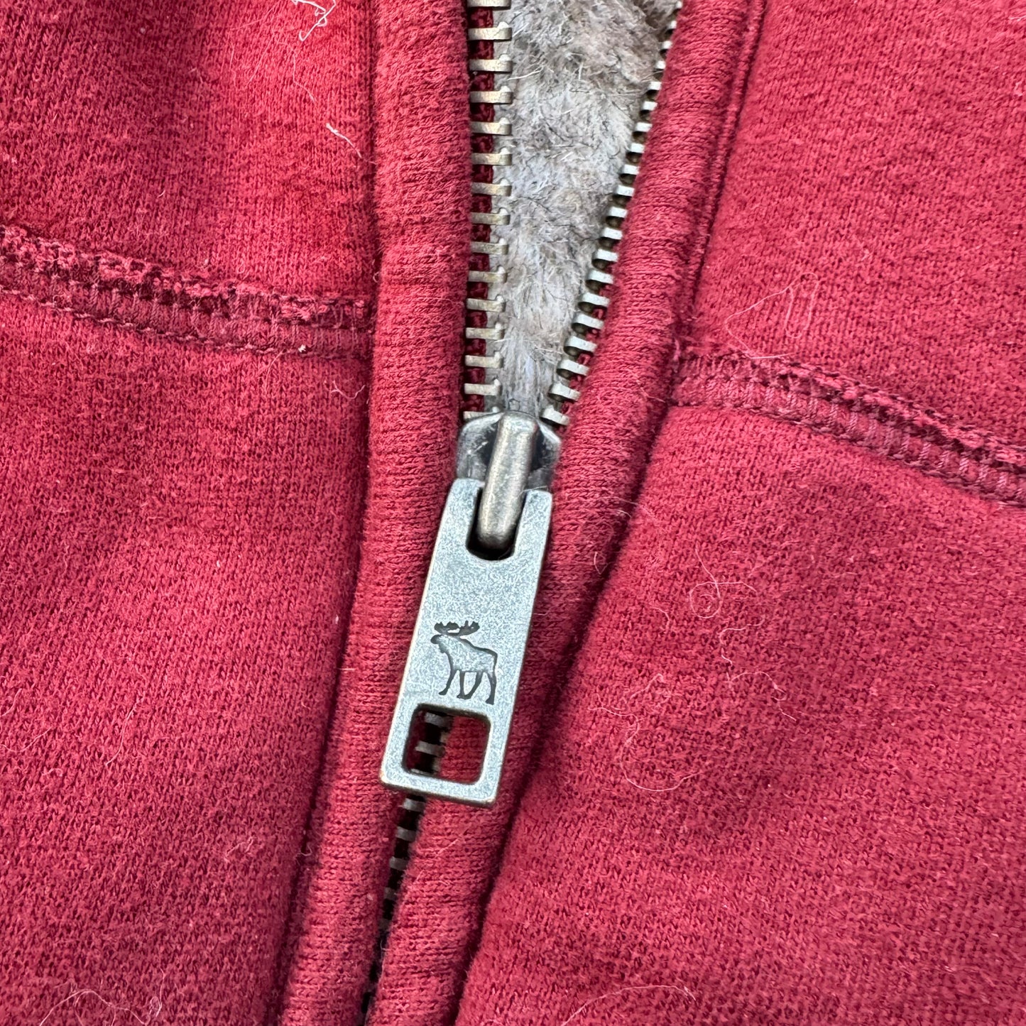 Abercrombie & Fitch red fur y2k zip-hoodie