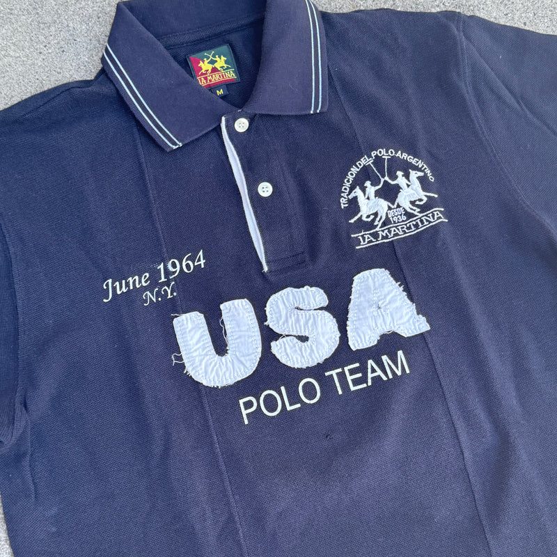 Detailansicht: Sourced limited accessories and clothes La Martina Medow Brick USA poloshirt – Logo, Nähte oder Material