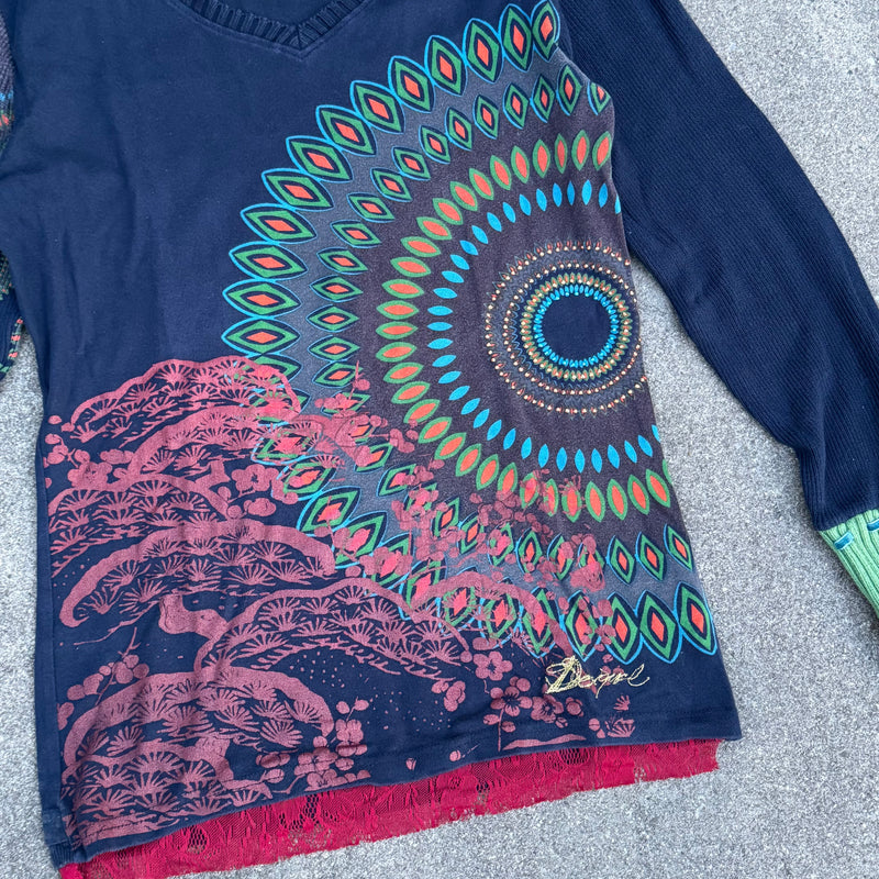 Detailansicht: Sourced limited accessories and clothes Desigual vintage circles longsleeve shirt – Logo, Nähte oder Material