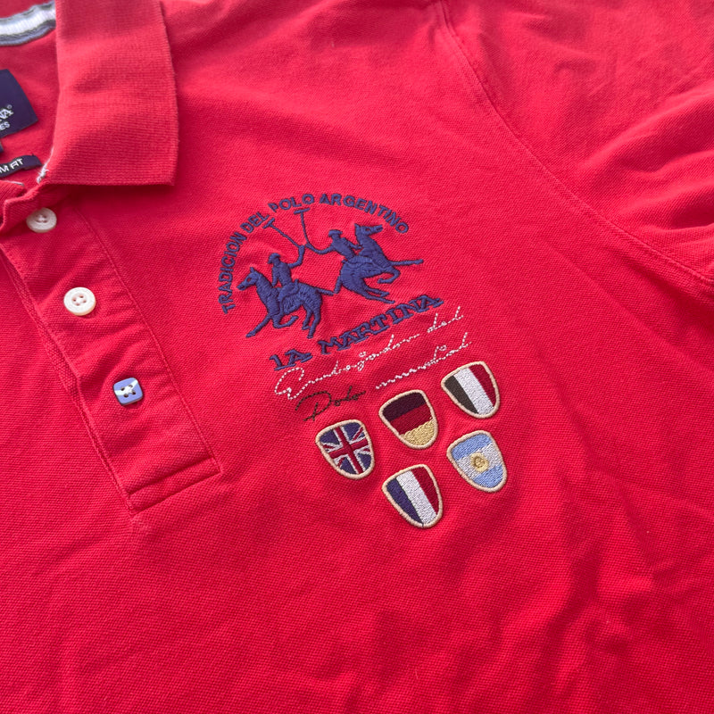 Detailansicht: Sourced limited accessories and clothes La Martina International vintage poloshirt – Logo, Nähte oder Material