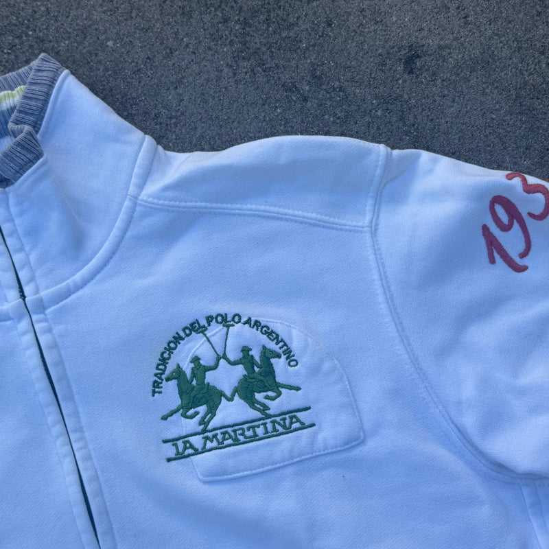 Detailansicht: Sourced limited accessories and clothes La Martina Argentina white zip-jacket – Logo, Nähte oder Material