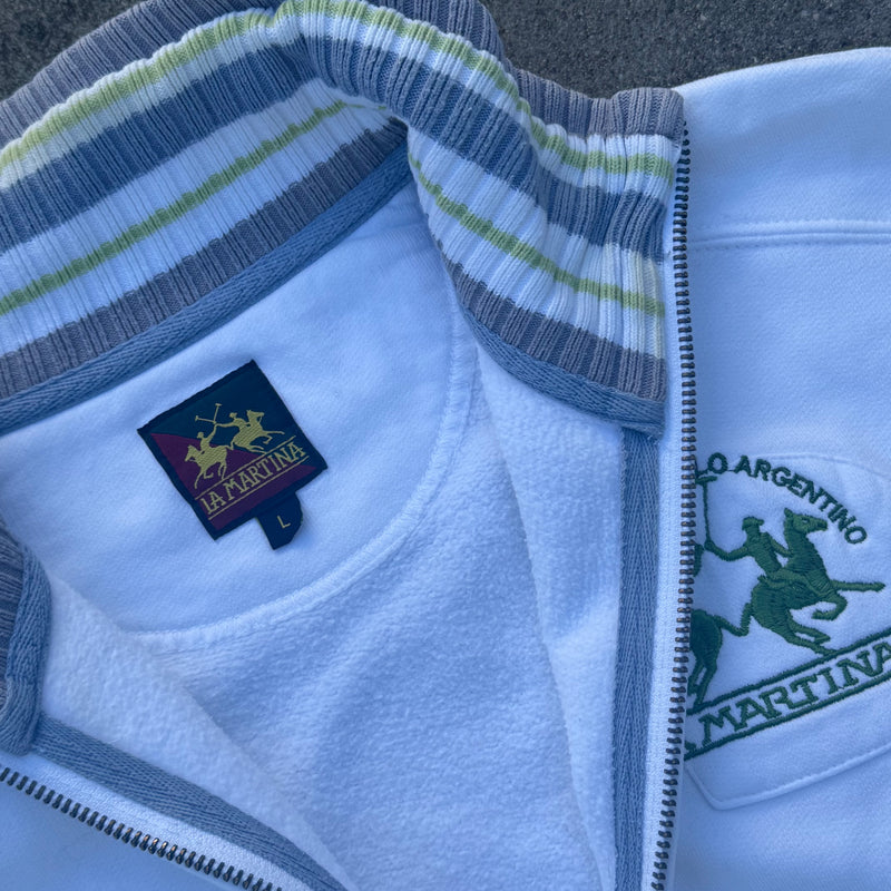 Detailansicht: Sourced limited accessories and clothes La Martina Argentina white zip-jacket – Logo, Nähte oder Material