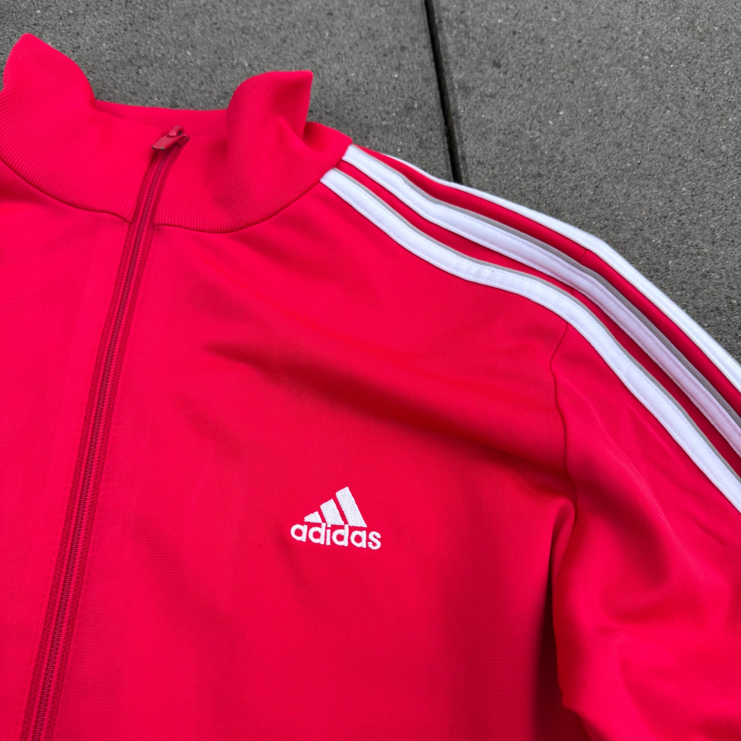 Vintage Adidas pink three-stripes track jacket